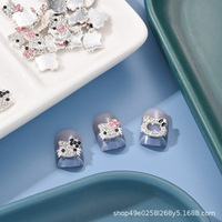 Charmes pour ongles en forme de chaton 3D Kawaii en diamant, strass pour chat, Hello Kitty, bling bling, manucure DIY, 100 pièces, accessoires en alliage métallique