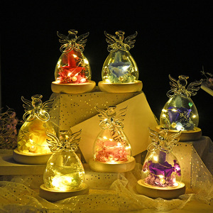 Grand dôme en verre ange avec rose éternelle pour Noël ou la fête des mères Grand-mère Fille Sœur - Product Image 3