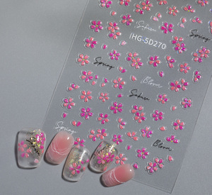 Wholesale Factory Self-Adhesive Nail <b>Sticker</b> Spring <b>Flower</b> Manicure Art Decal DIY Decoration Salon Accessory Custom Design - Product Image 2