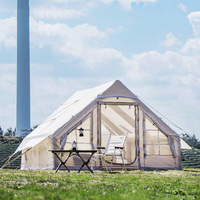 Tienda de Campaña Inflable de Lujo para Exteriores de 12 Personas, de Tela Oxford Impermeable, Tipo Cabaña con Tragaluz y Puerto para Estufa para Fiestas y Eventos
