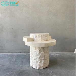 Vente en gros de <span class=keywords><strong>pierre</strong></span> de marbre travertin de qualité supérieure HZX pour le salon de luxe dessus de table de chevet personnalisé socle de café d'extrémité moderne - Product Image 6