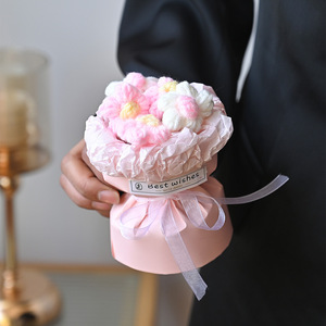 ดอกไม้ถักไหมพรมทำมือสไตล์โมเดิร์น ช่อดอกไม้ประดิษฐ์ขนาดเล็ก  ดอกไม้ปลอม  เป็นมิตรกับสิ่งแวดล้อม ของขวัญวันแม่ วันวาเลนไทน์ - Product Image 4