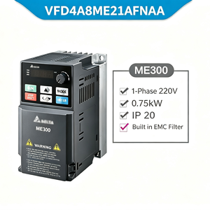 ME300 ไดรฟ์ปรับความถี่ 0.75 กิโลวัตต์ 1 แรงม้า 1 เฟส 220 โวลต์ VFD4A8ME21AFNAA IP20 อินเวอร์เตอร์ควบคุมความเร็วมอเตอร์อุตสาหกรรมสำหรับพัดลม - Product Image 1