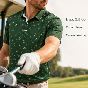 Polo de golf pour homme avec logo personnalisé, motif micro-golf imprimé, vert, anti-humidité, manches courtes, marque privée, fabricant OEM ODM - Product Image 1
