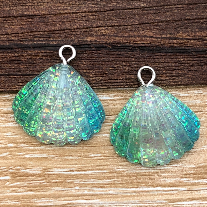 Una concha de resina degradada azul lago, 20*22 mm, 1,2 g, 17048
