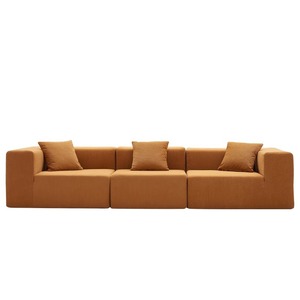 Vacuum Compressed <b>Cream</b> Fabric <b>Sofa</b> Mid Century Frameless Full Sponge Straight <b>Sofa</b> Combination - Product Image 2
