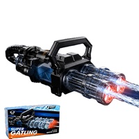 Doppelrohr-Wasserpistole, Elektrische Gatling-Wasserpistole aus Kunststoff, Große LED-Wasserblaster, Cooles Outdoor-Schießspiel