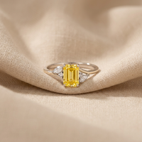 Bague d'accentuation Timeless Bypass en or jaune 14 carats, bijoux fins avec saphir jaune et diamants de laboratoire pour femme