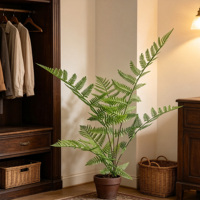 Plante artificielle de fougère floquée, fausses feuilles vertes pour arrangements floraux de mariage, décoration de maison, fête, aménagement paysager