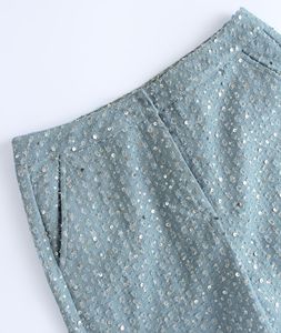 Nuova primavera ed estate nuova vendita calda europa e gli stati uniti moda Denim con paillettes spalancate petto pantaloni larghi - Product Image 6