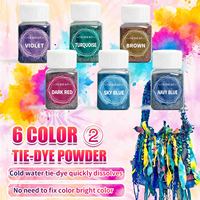 Kit de poudre de teinture tie-dye écologique 6 couleurs, 30g par flacon, colorants textiles réactifs pour vêtements d'enfants et d'adultes, teinture manuelle DIY