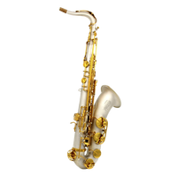 Eastern Music SA80 Style Bb Brass Tenor Saxophone with Satin Silver Plated Gold Finish Polished Rust Resistant