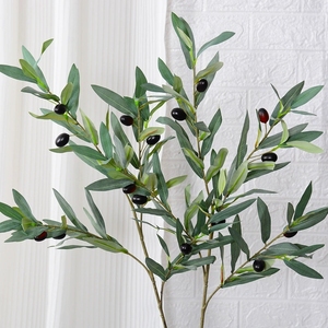 LO-131 <span class=keywords><strong>Tige</strong></span> d'<span class=keywords><strong>olivier</strong></span> artificielle en soie légère à 3 fourches avec fruits pour décorations de mariage à la maison et d'événements en gros - Product Image 4