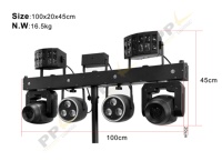 Barre de lumière à double tête 100W avec zoom, spot, laser, par, stroboscope et derby 5-en-1 pour DJ, discothèque et club