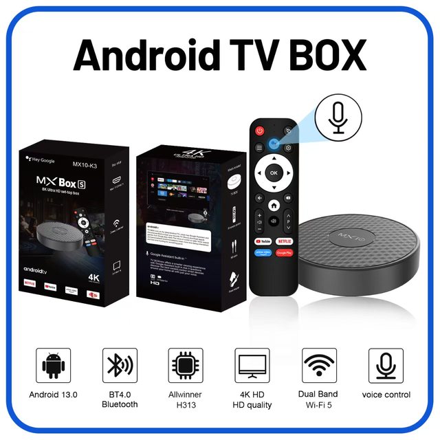 MX10 K3Factory Made Mortal Android13.0 Tv Box H313 WiFi6 4K LAN1000Mbps Set Top Box