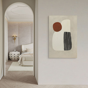 Peinture à l'huile abstraite crémeuse peinte à la main, couleurs Morandi, décoration de salon, salle à manger, œuvre d'art sans cadre, effet visuel 3D - Product Image 3