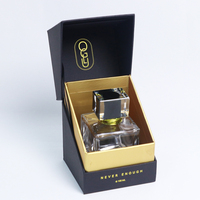 Emballage personnalisé pour flacon de parfum de 100 ml, boîte-cadeau rigide noire avec couvercle à rabat, emballage cosmétique de luxe noir, boîte à bougies avec logo doré