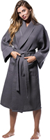 Peignoir gaufré en coton 100% premium à col châle, thermique, respirant, luxueux, décontracté, doux pour la peau, confortable pour usage hôtelier