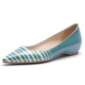 Zapatos Planos de Mujer Talla Grande 45, Zapatos de Vestir con Punta Puntiaguda y Rayas Artísticas en Degradado, Zapatos de Tacón para Oficina, Vida Diaria, Trabajo Formal, Citas - Product Image 4