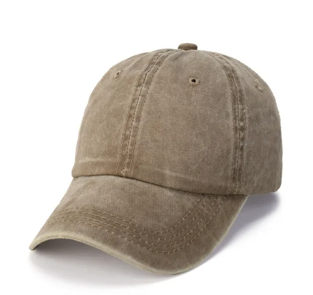 Pure color washed cotton baseball cap and men's old light plate cap and children's visor outdoor breathable