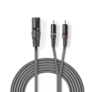 Cable de audio XLR macho a 2x RCA macho 1,5m gris - Product Image 1
