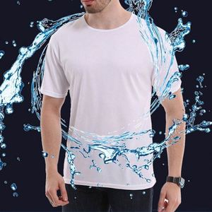 เสื้อยืดกีฬาผู้ชายผ้าโพลีเอสเตอร์ 100% แห้งเร็วสำหรับฤดูร้อน ขายส่ง แบบเรียบสีพื้น สำหรับสกรีนโลโก้ - Product Image 4