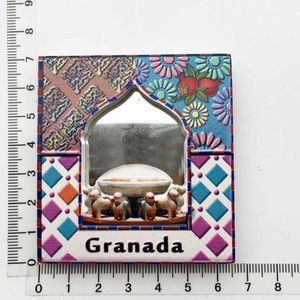 Imán de nevera con espejo de mosaico de la Alhambra de Granada, España, recuerdo turístico de resina 3D, adhesivo magnético con patrón de <span class=keywords><strong>azulejos</strong></span> andalusios - Product Image 4