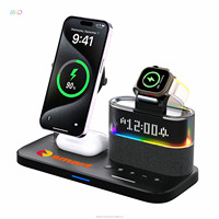 Draadloze oplaadstation met aangepaste logo, LED RGB-verlichting, draagbaar, multifunctioneel, met wekker