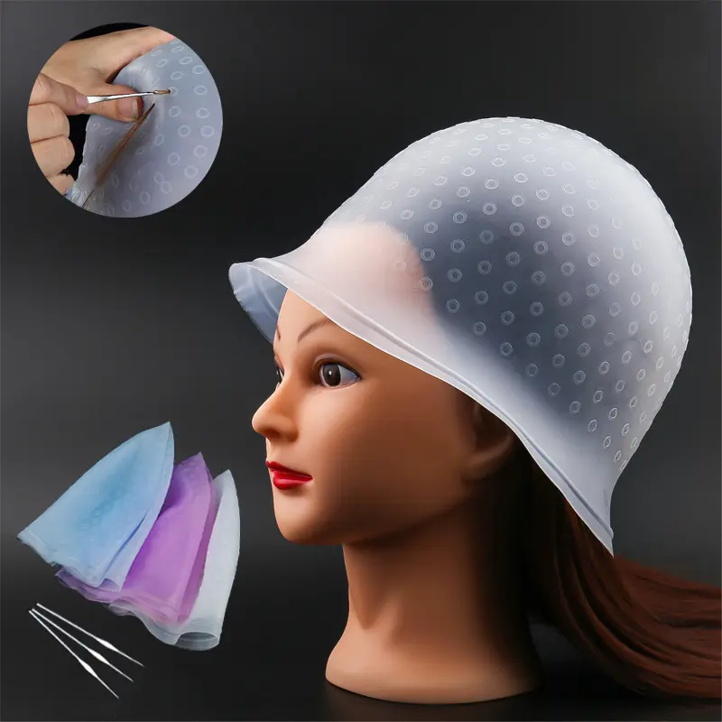 Factory Direct Sales Silicone Pick Dye Hair Cap Baking Oil Silicone Hair Dye Cap Pick Dye Color