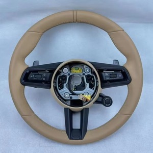 Volante Deportivo <span class=keywords><strong>T</strong></span> de Cuero Genuino Beige de 370 mm para <span class=keywords><strong>Porsche</strong></span> Cayman, Cayenne, <span class=keywords><strong>Macan</strong></span>, 718, Panamera, 911, Volante de Mejora para Automóvil - Product Image 1