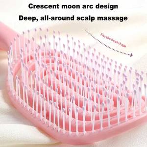 Peine de masaje para el cuero cabelludo de uso doméstico en húmedo y seco, con dientes de alta elasticidad, diseño de arco, hueco y curvado grande, peine de costillas - Product Image 3