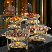 Ensemble de buffet de luxe 5QT en acier inoxydable pour maintien au chaud des aliments, idéal pour la restauration, les mariages et les événements.