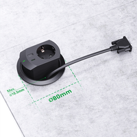 Enchufe de Escritorio con Puertos USB A y C, 16A 250V, Cable de 1.4m, Diseño Empotrado, Cableado Retráctil, Almacenamiento de Cables, 80mm, Enchufe Múltiple