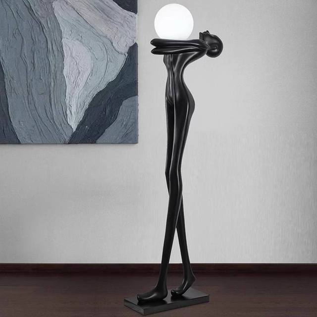 Creative Home Design Humanoid Art Sculpture LED Floor Lamp with Resin+Glass for Hotel Lobby and Living Room Large Decoration