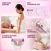 Rasoir électrique rechargeable 3-en-1 pour femmes, tondeuse portable pour l'épilation avec écran LED, kit de rasage multifonctionnel