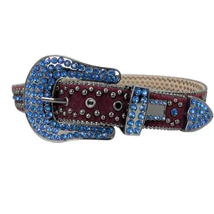 Cinturones de cuero con remaches de diamantes de imitación unisex, cinturones de diseñador a la moda