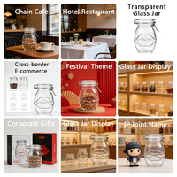 Nouveau style, pot hermétique unique à grand rebord en verre, 390 ml, avec couvercle à clip, sans BPA, étanche, compatible congélateur, pour grains de café, desserts, sucre
