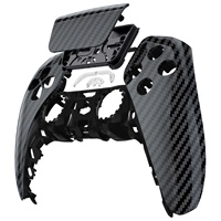 Coque de remplacement pour manette - Plaque frontale en fibre de carbone graphite brillante, design plastique high-tech hydro-déposé
