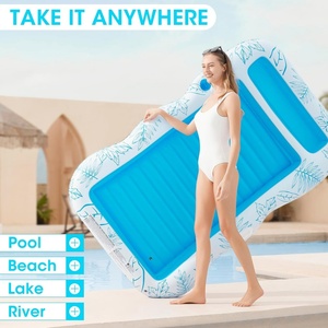 PVC Inflatable <b>Pool</b> Lounger Float 82*54 Inch Beach Sun Tanning Float Raft with Drink Holder Swimming Mattress Mat - Product Image 4