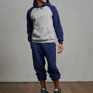 Sweat à capuche décontracté pour homme à manches raglan, avec cordon de serrage, personnalisé, bicolore, patchwork, brodé, vente en gros pour l'automne - Product Image 4