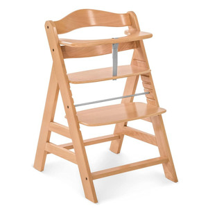Silla Alta Convertible 3 en 1 de Madera Natural para Bebés y Niños Pequeños, 3 Niveles, 2 Bandejas de Madera Ajustables, 8 Niveles de Altura Ajustables - Product Image 1
