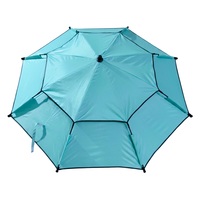 Parasol de plage portable cyan à double toit inclinable, réglable en hauteur, avec protection UV