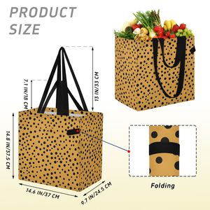 Custom Yellow Polka Dot <b>Canvas</b> <b>Tote</b> Bag Double Handle Large 32L Reusable Shopping Bag Wholesale - Product Image 3