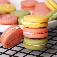 Groothandel Exotische Zoete Snacks en Dranken Goedkope Aardbei/Citroen/Crème Smaak Chocolade Macaron Sandwich Koekjes in Doos 188g