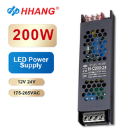Alimentation à découpage LED ultra-mince 200W à entrée unique, boîtier en aluminium, 12V 24V, pour fabricant de rubans LED