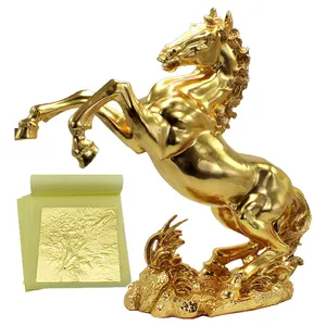 Crafts Leaf Handmade Metal Luxury Customized Horse Gifts for Living Room,tearoom and Office Decoration 24k Gold Golden Color