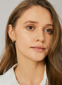 Wholesale Trendy Gold-Plated Letter Mini Crystal Stud Earrings Double J Design Fashionable <b>Brass</b> Zircon Unisex Daily Use Gift - Product Image 5
