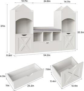 Étagère à livres pour enfants, coin lecture, rangement pour jouets, étagère de rangement avec coussin de siège, lumières LED et tiroirs mobiles pour salle de jeux - Product Image 5