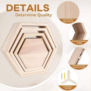 Kệ treo tường bằng gỗ để trang trí nhà cửa, kệ để đồ trang điểm hiện đại, kệ để cây treo tường cho phòng khách, hai tầng, thủ công - Product Image 3