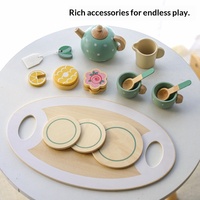 Ensemble de service à thé en bois pour filles de 4 à 6 ans, jeu de rôle, service à thé de l'après-midi avec boîte colorée